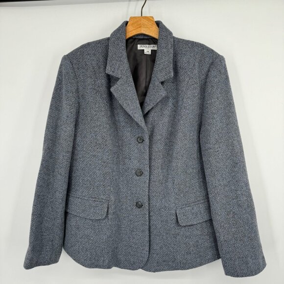 Pendleton Plus Women's Blazer size16W Gray blue Wool Two-Button Jacket - Picture 3 of 9
